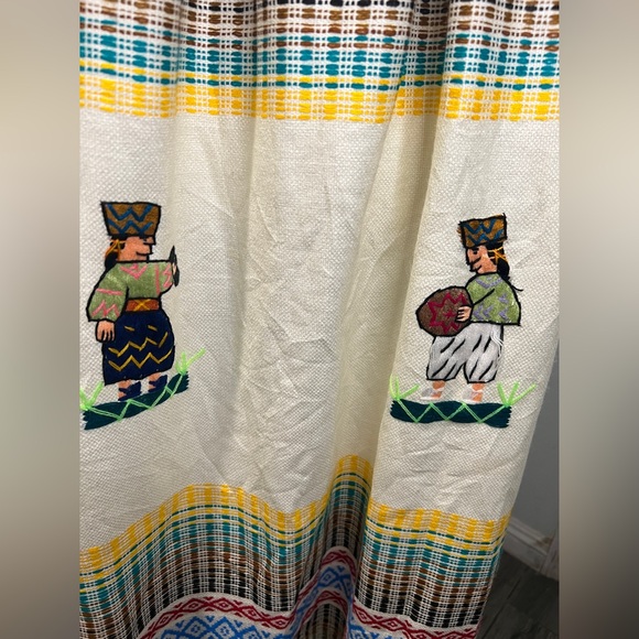 Vintage Mexican Oaxacan Kimono Kaftan Knit Lace Embroidered Boho Maxi Dress - Picture 4 of 14